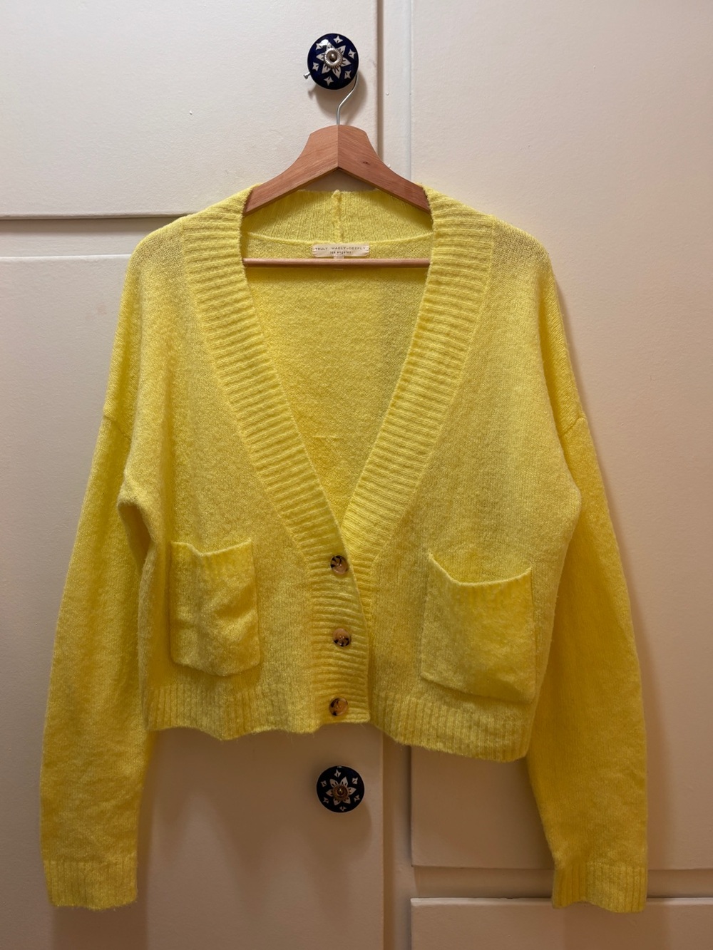 Truly Madly Deeply Bright Yellow V-Neck Button Cardigan